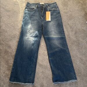 NWT Risen Size 15/32 High-Rise Wide Leg Jeans in Dark Blue